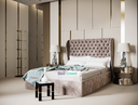 Flora Chesterfield Fabric Upholstered Winged Bed