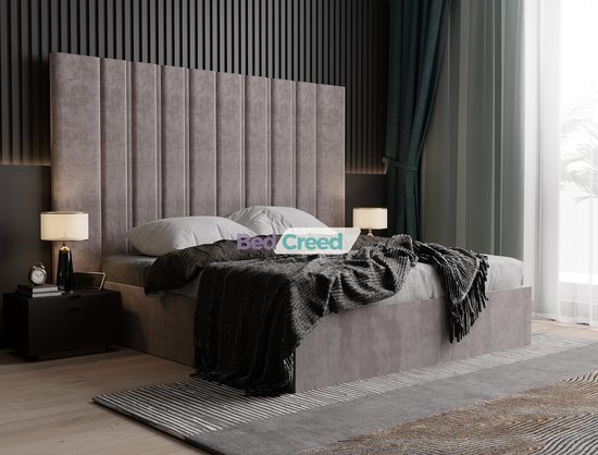 Sensatori Wide Headboard Stripe Line Linear Upholstered Bed