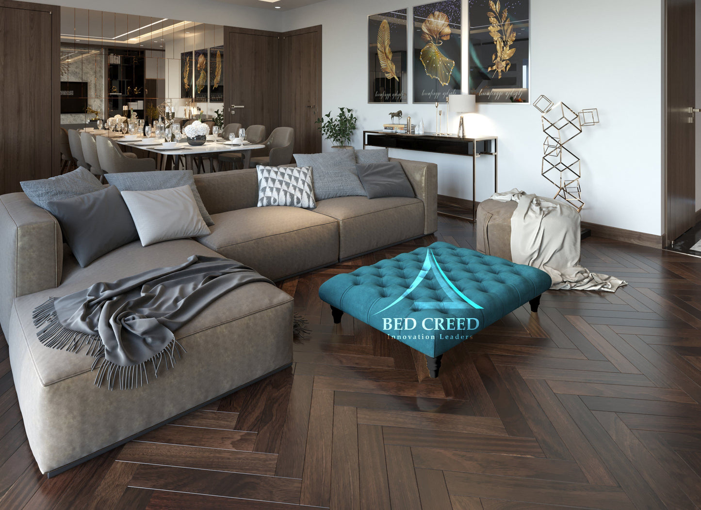 Square Chesterfield Coffee Table Footstool