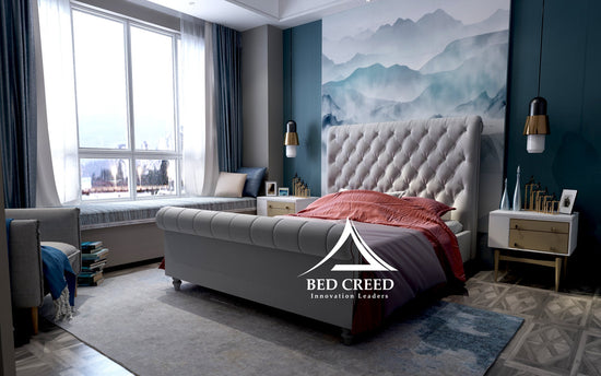 Leandro Chesterfield Sleigh Bed - Bed Creed