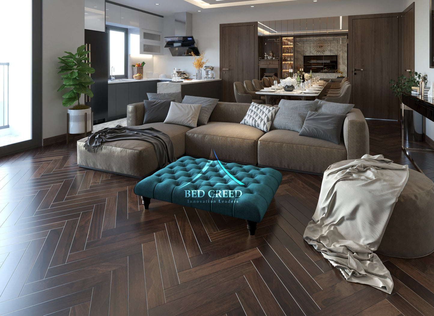 Square Chesterfield Coffee Table Footstool
