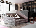 Joyce Upholstered Chesterfield Sleigh Bed - Bed Creed