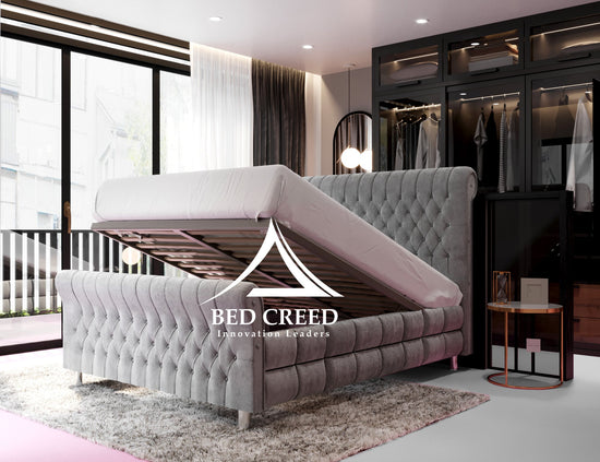 Joyce Upholstered Chesterfield Sleigh Bed - Bed Creed