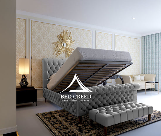 Maya Upholstered Chesterfield Sleigh Bed - Bed Creed