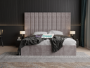 Sensatori Wide Headboard Stripe Line Linear Upholstered Bed