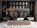 Fella Chesterfield Upholstered Fabric Designer Winged Bed