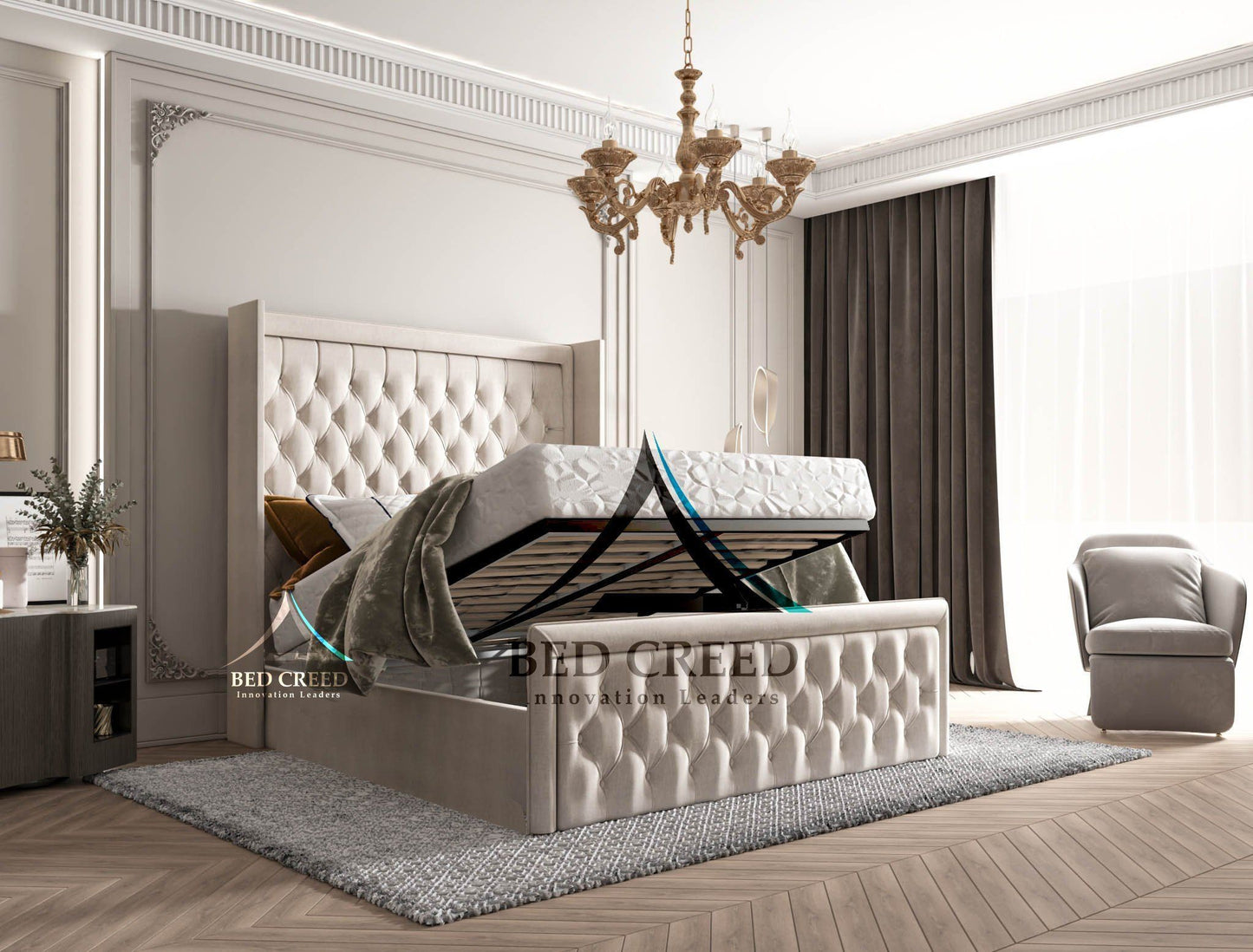Orlando Square Wingback Bed