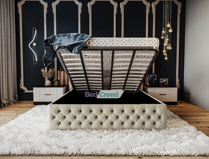 Jamie Winged Fabric Chesterfield Designer Bed