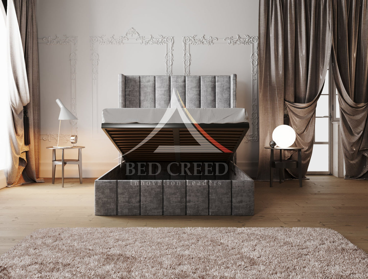 High Headboard Casey Winged Bed